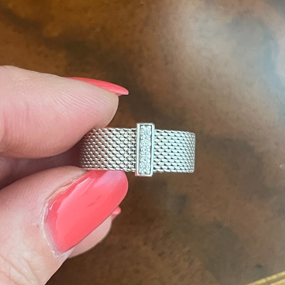 Tiffany & Co. Jewelry - Tiffany & Co. Somerset Sterling Silver Diamond Mesh Band Ring - Size 6